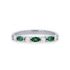 Diamonds Direct Women'S Bands | Alternating Marquise Emerald And Round Diamond Wedding Band By Ses Creations White Gold 14K