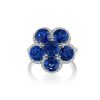 Diamonds Direct Rings | Round Sapphire And Diamond Flower Ring