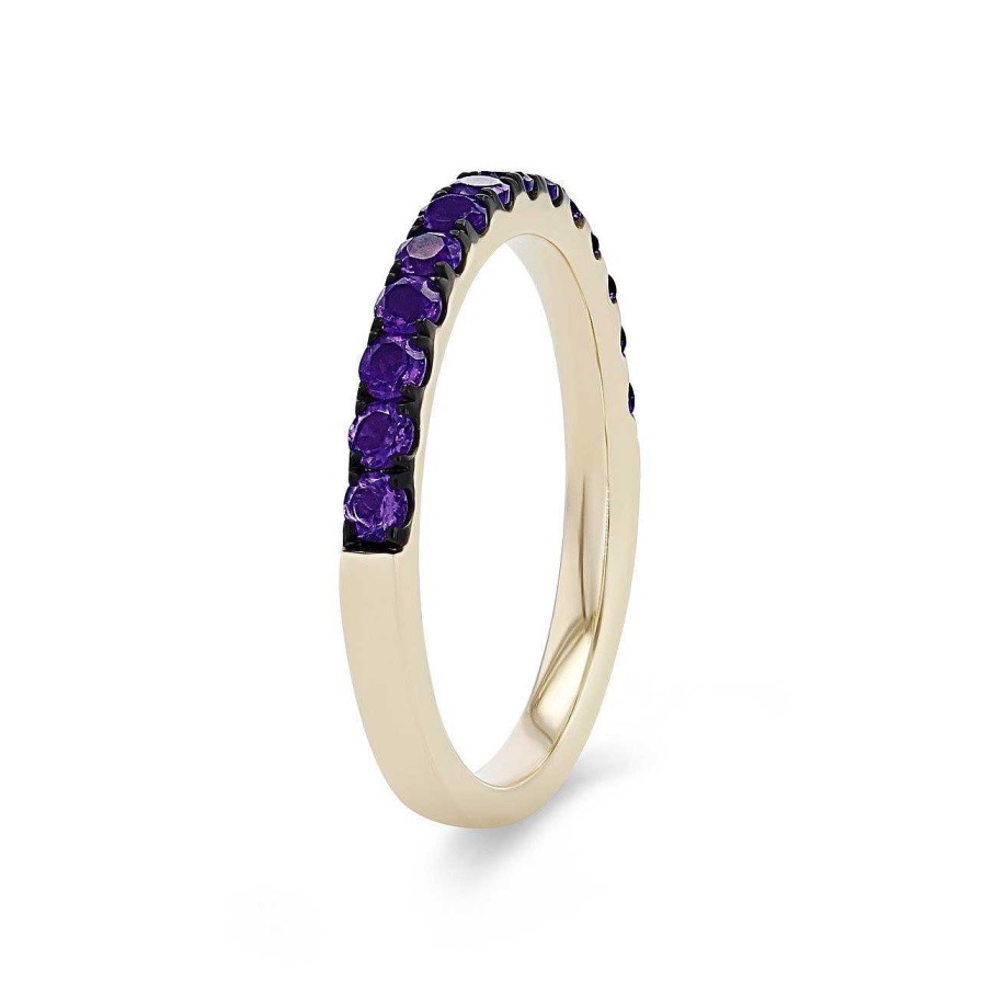 Diamonds Direct Fashion Rings | Amethyst Wedding Band Yellow Gold 14K