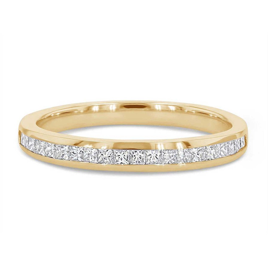 Diamonds Direct Women'S Bands | Channel Princess Diamond Wedding Band By Ses Creations Yellow Gold 14K