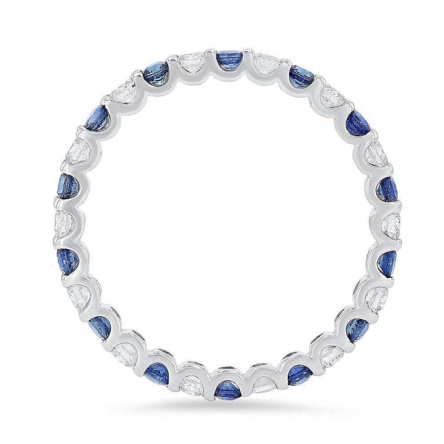 Diamonds Direct Women'S Bands | Alternating Sapphire And Diamond Eternity Band By Classique White Gold 14K