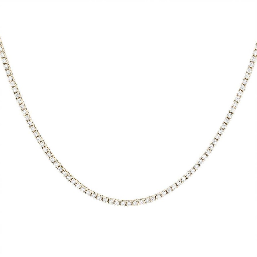 Diamonds Direct Necklaces & Pendants | Diamond Tennis Necklace Yellow Gold 14K