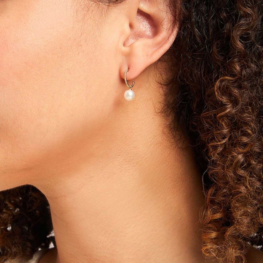 Diamonds Direct Earrings | Freshwater Pearl Open Hoop Earrings