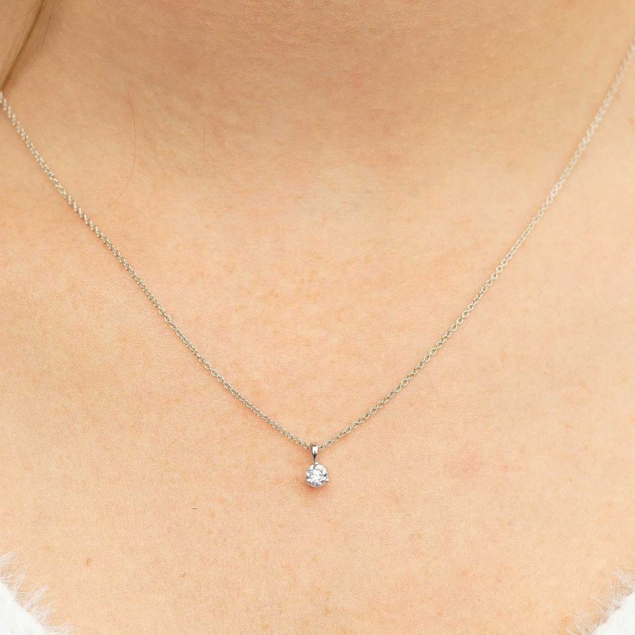 Diamonds Direct Necklaces & Pendants | Diamond Solitaire Pendant White Gold 14K