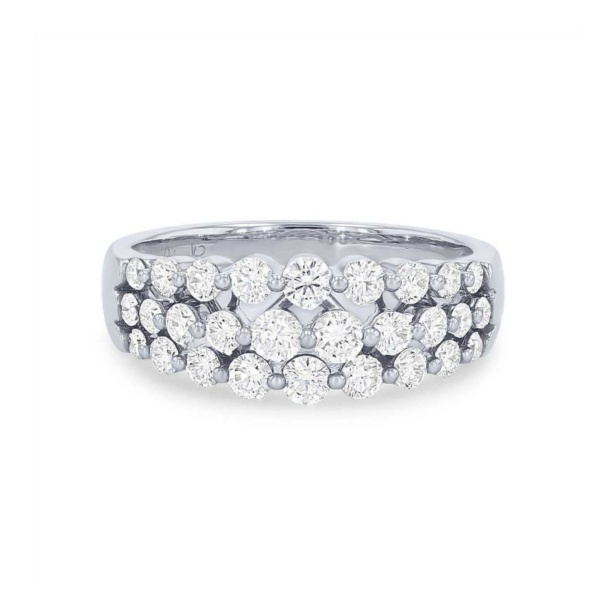 Diamonds Direct Fashion Rings | Single-Prong Multirow Diamond Band White Gold 14K