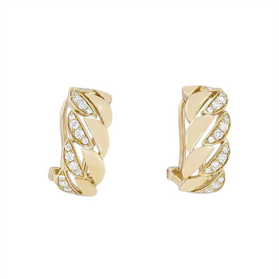 Diamonds Direct Earrings | Diamond Cuban Link Hoop Earrings