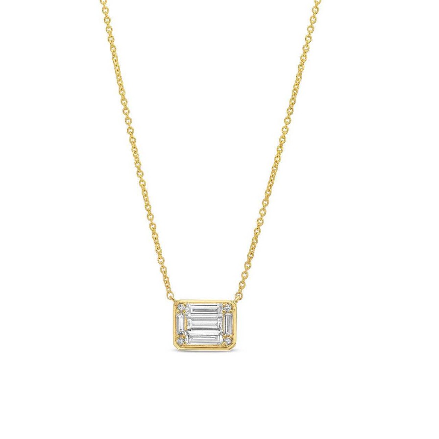 Diamonds Direct Necklaces & Pendants | Bezel Diamond Mosaic Pendant Yellow Gold 14K