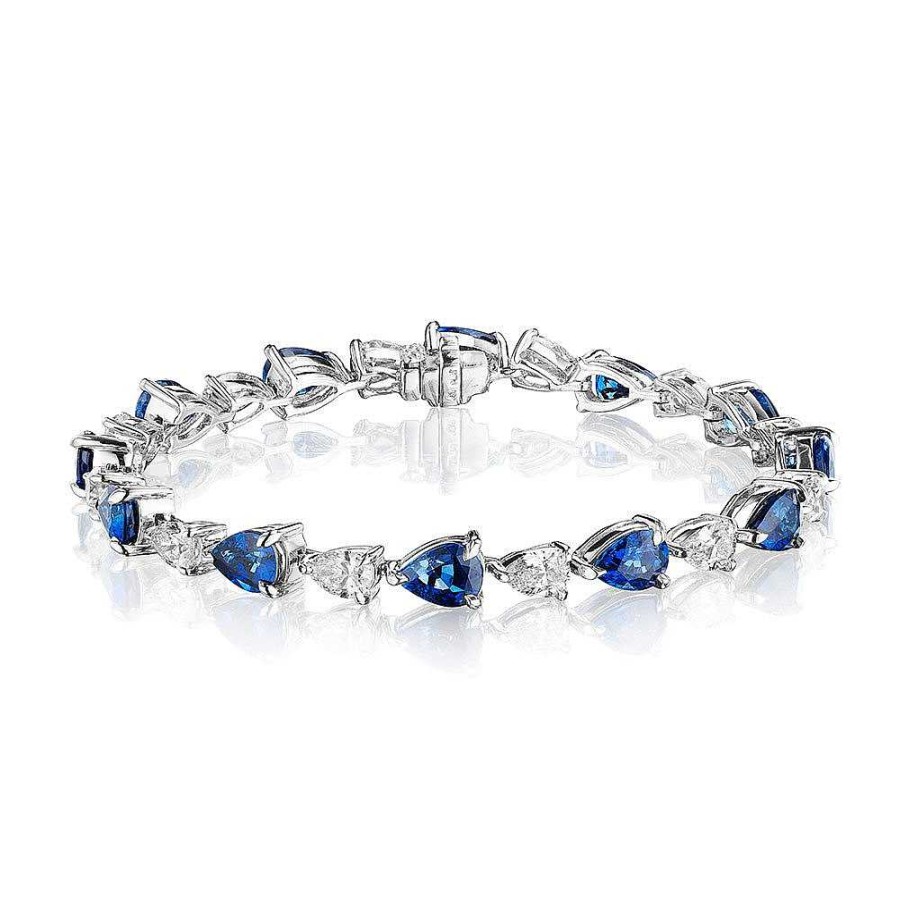 Diamonds Direct Bracelets | Pear Shape Sapphire And Diamond Bracelet