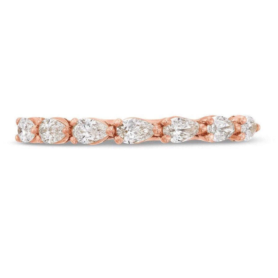 Diamonds Direct Women'S Bands | Tacori Sculpted Crescent Pear Diamond Wedding Band Rose Gold 18K