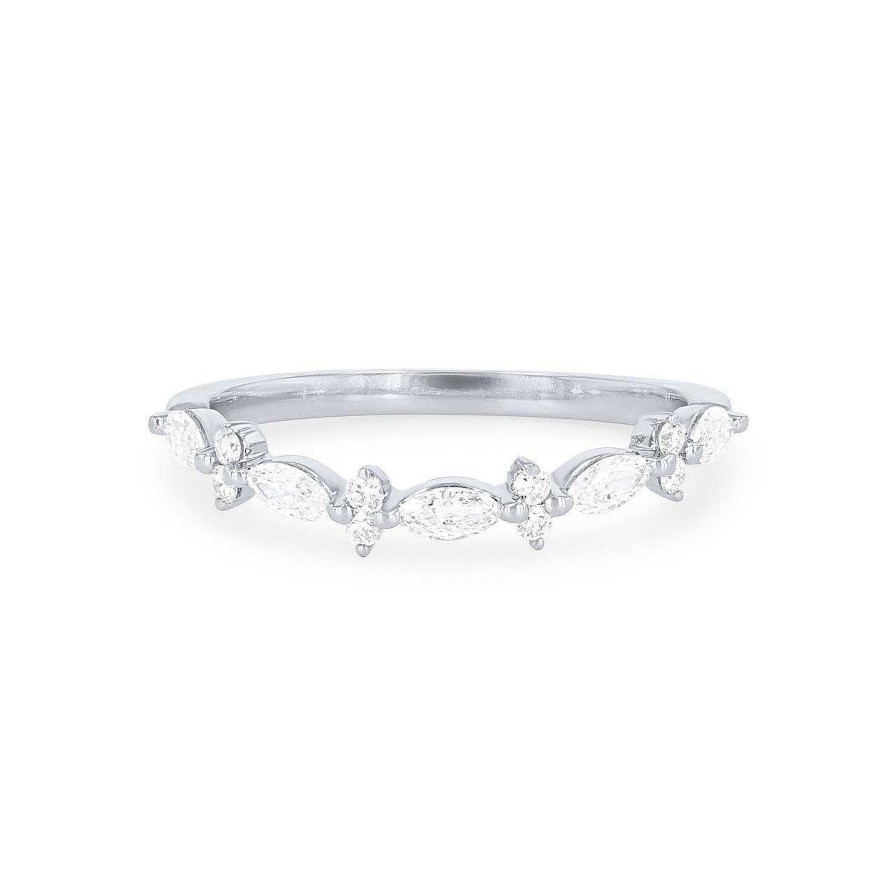 Diamonds Direct Women'S Bands | Alternating Marquise Diamond Wedding Band By Classique White Gold 14K