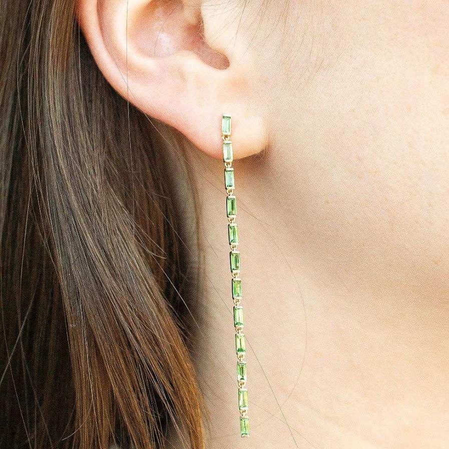 Diamonds Direct Earrings | Green Garnet Drop Earrings