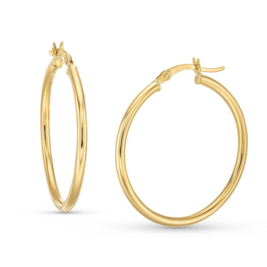 Diamonds Direct Earrings | Gold 2X30Mm Tube Hoop Earrings