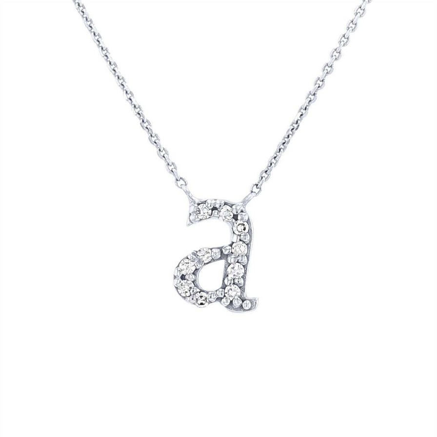 Diamonds Direct Necklaces & Pendants | Diamond Lowercase Initial Pendant White Gold 14K