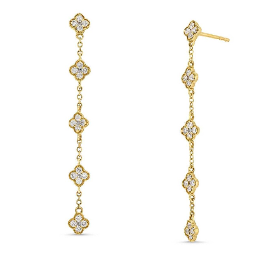 Diamonds Direct Earrings | Diamond Clover Drop Earrings