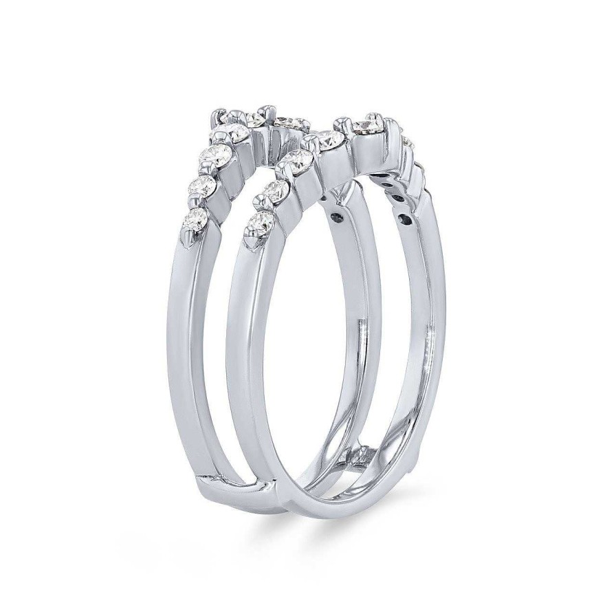 Diamonds Direct Women'S Bands | Single Prong Diamond Ring Guard By True Romance White Gold 14K