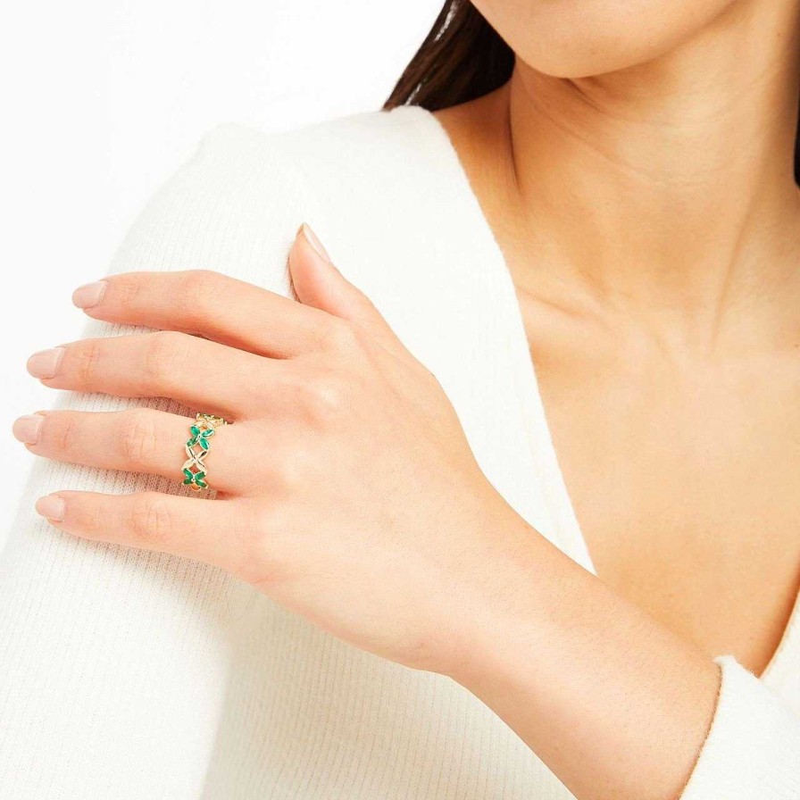 Diamonds Direct Fashion Rings | Emerald And Gold X Style Ring