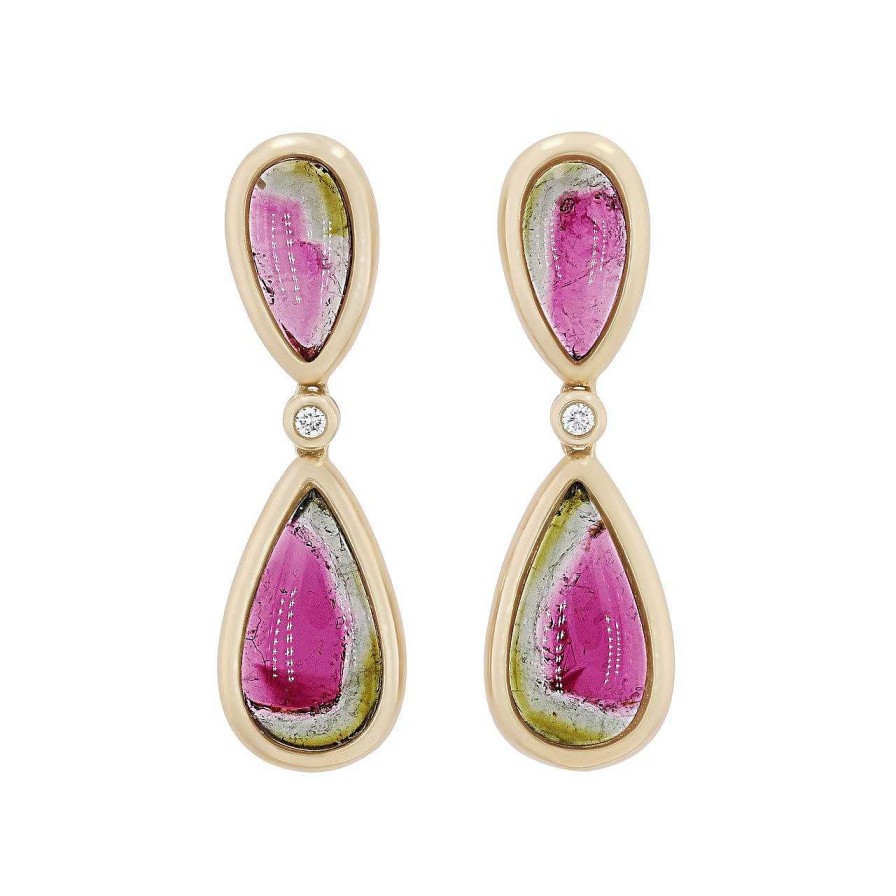 Diamonds Direct Earrings | Watermelon Tourmaline Bezel Earrings