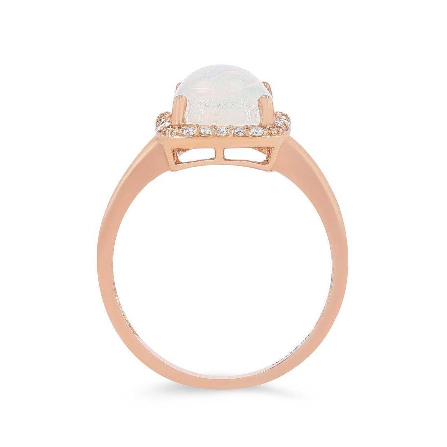 Diamonds Direct Fashion Rings | Opal And Diamond Cushion Halo Ring Rose Gold 14K