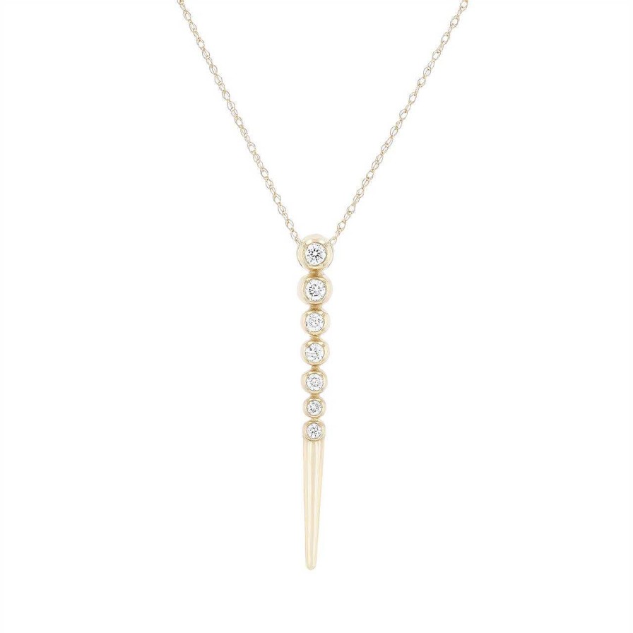 Diamonds Direct Necklaces & Pendants | Diamond Bezel Spike Pendant Yellow Gold 14K