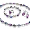 Diamonds Direct Necklaces | Multicolor Oval Sapphire And Round Diamond Riviera Necklace