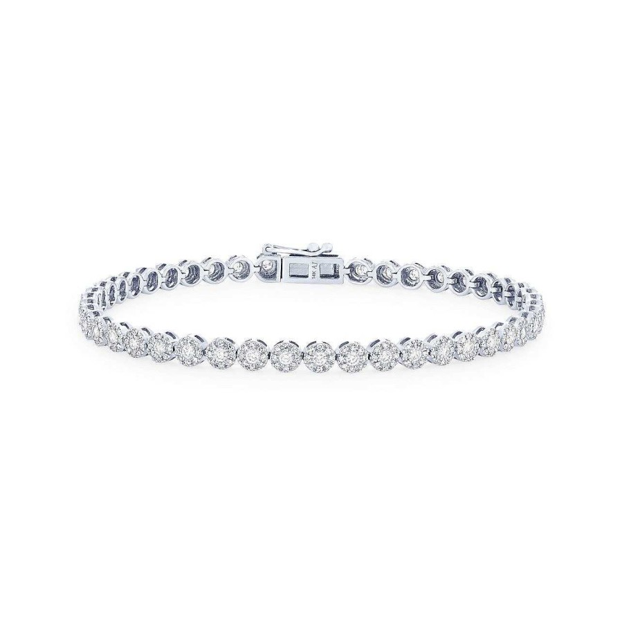 Diamonds Direct Bracelets | Diamond Cluster Tennis Bracelet White Gold 14K