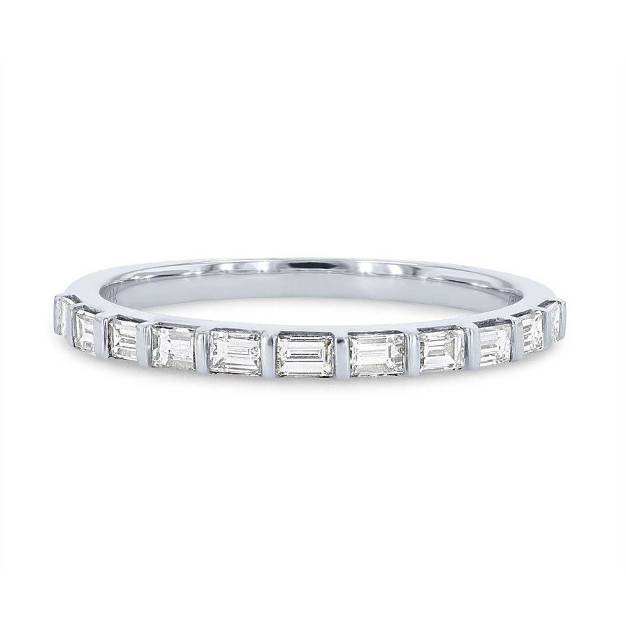 Diamonds Direct Women'S Bands | Horizontal Baguette Diamond Wedding Band By Ses Creations White Gold 14K