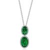 Diamonds Direct Necklaces | Oval Emerald And Diamond Halo Pendant