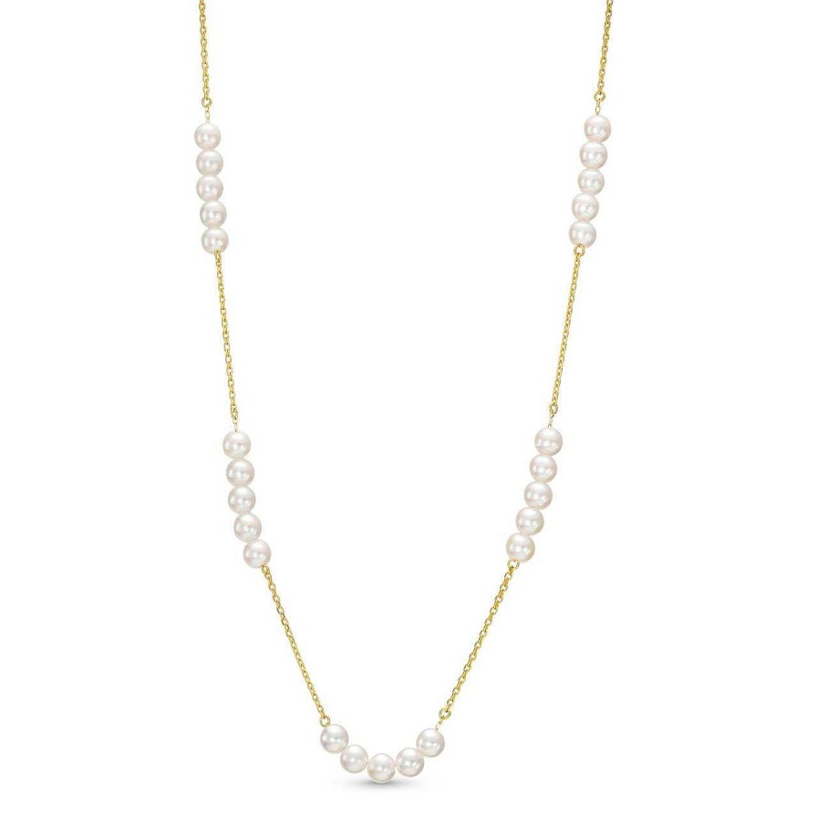 Diamonds Direct Necklaces & Pendants | Pearl Station Adjustable Necklace Yellow Gold 18K