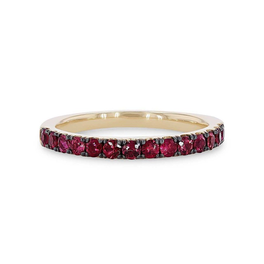 Diamonds Direct Women'S Bands | Ruby Wedding Band Yellow Gold 14K