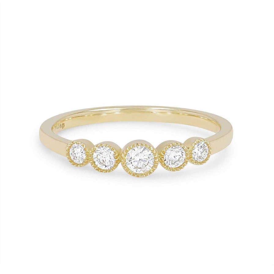 Diamonds Direct Fashion Rings | Graduated Diamond Bezel Milgrain Band By Royal Yellow Gold 14K