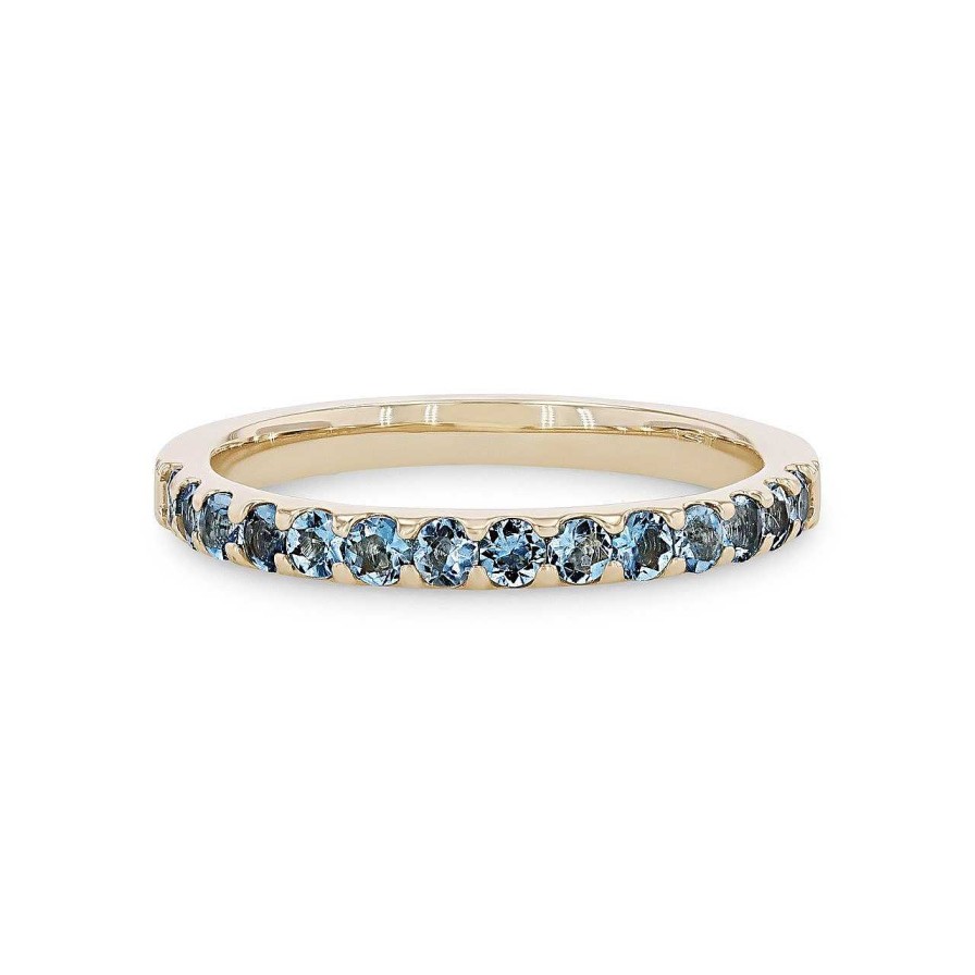 Diamonds Direct Fashion Rings | Aquamarine Wedding Band Yellow Gold 14K