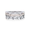 Diamonds Direct Fashion Rings | Three Row Diamond Stackable Ring White And Yellow Gold 14K