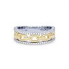 Diamonds Direct Fashion Rings | Three Row Diamond Border Chain Band White And Yellow Gold 14K