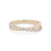 Diamonds Direct Fashion Rings | Single Prong Diamond Criss Cross Band Yellow Gold 14K