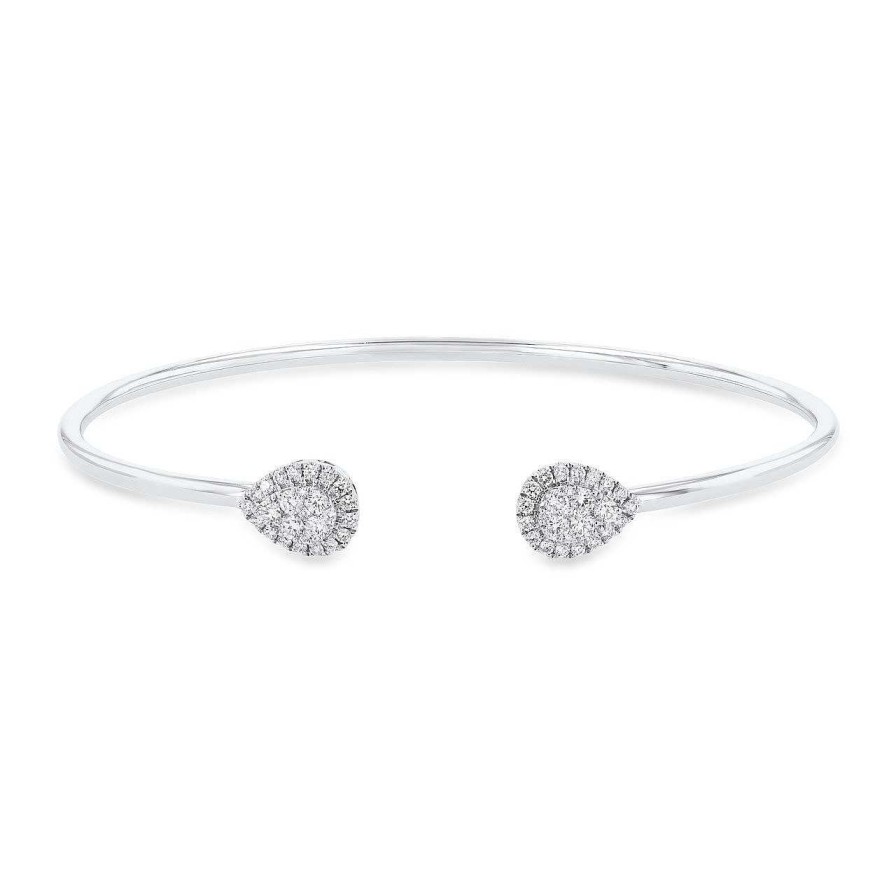 Diamonds Direct Bracelets | Teardrop Diamond Bangle White Gold 14K