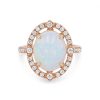 Diamonds Direct Fashion Rings | Opal And Diamond Oval Vintage Halo Ring Rose Gold 14K