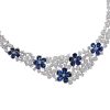 Diamonds Direct Necklaces | Sapphire And Diamond Floral Inspired Necklace White Gold 18K