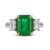 Diamonds Direct Rings | Three Stone Green Emerald And Diamond Ring Yellow Gold/Platinum 18K