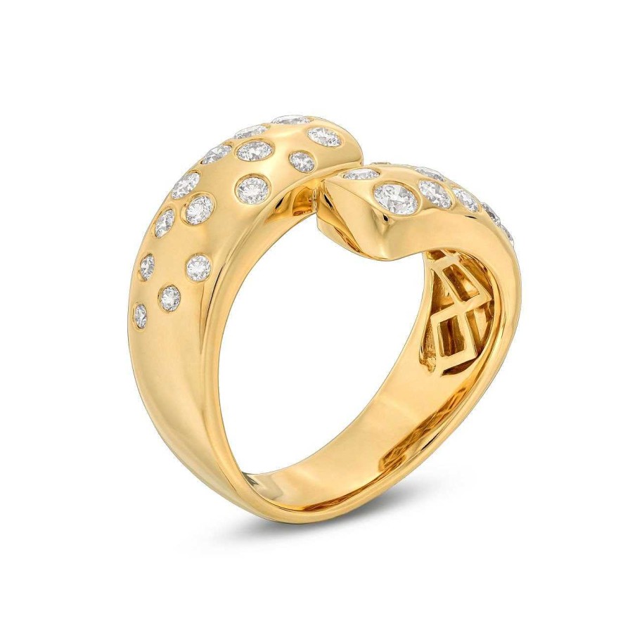 Diamonds Direct Fashion Rings | Scatter Diamond Bypass Ring Yellow Gold 14K