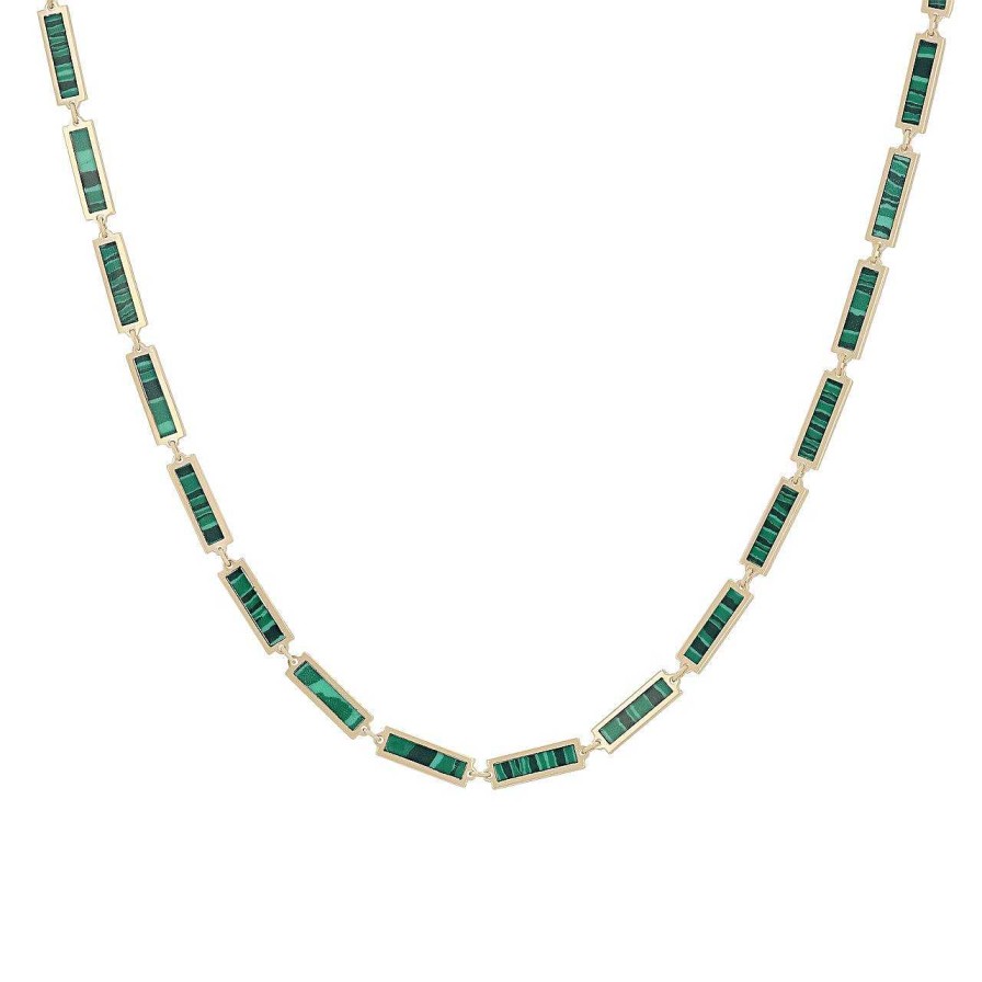 Diamonds Direct Necklaces & Pendants | Malachite 24 Inch Link Necklace Yellow Gold 14K