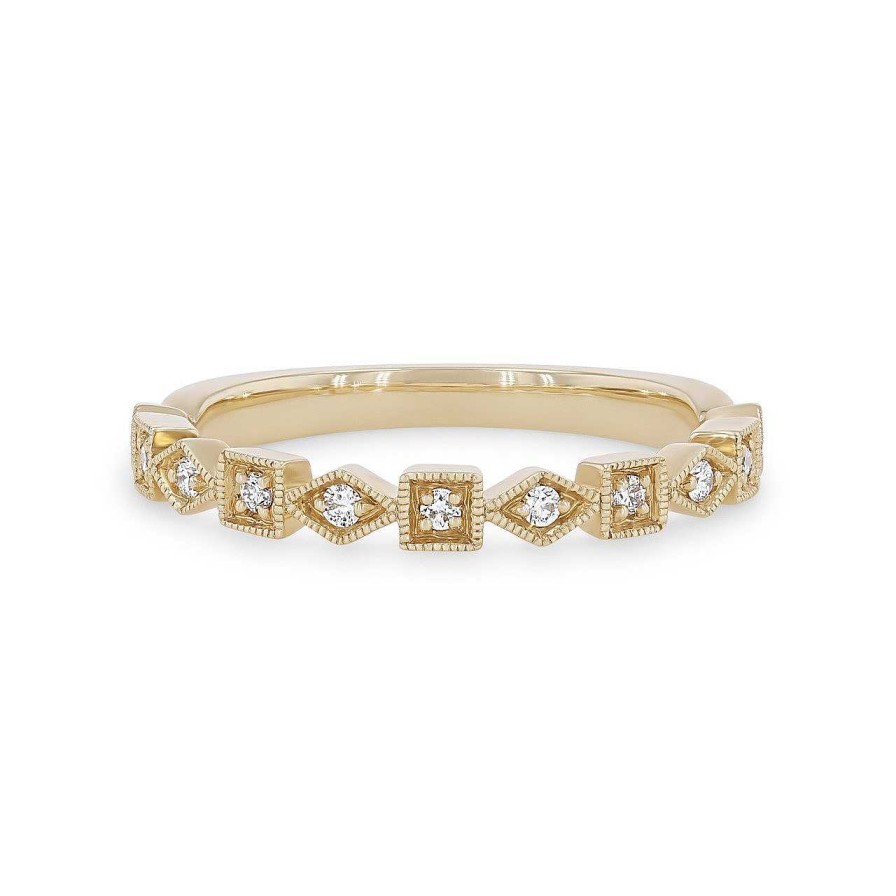 Diamonds Direct Women'S Bands | Geometric Frame Milgrain Wedding Band By Diamonds Direct Designs White Gold 14K