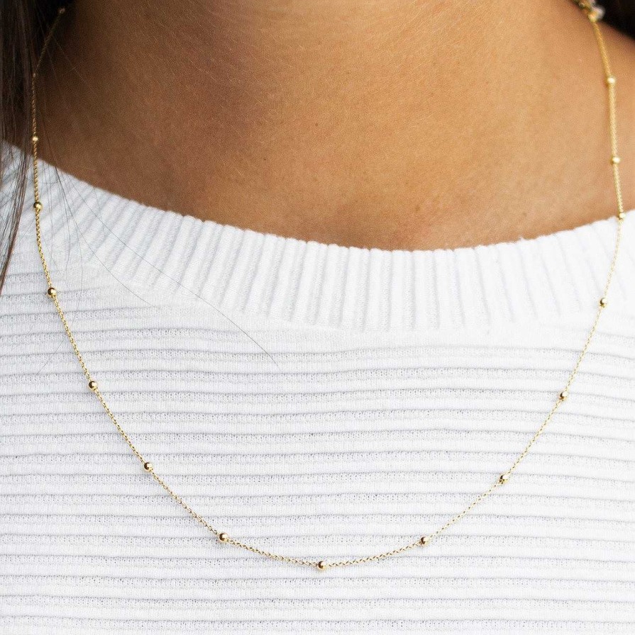 Diamonds Direct Necklaces & Pendants | Gold 18 Inch Bead Station Necklace