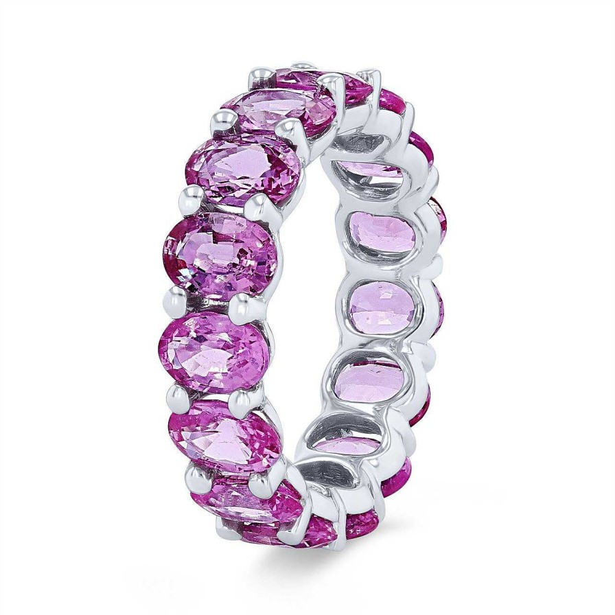 Diamonds Direct Fashion Rings | Pink Sapphire Eternity Band White Gold 18K