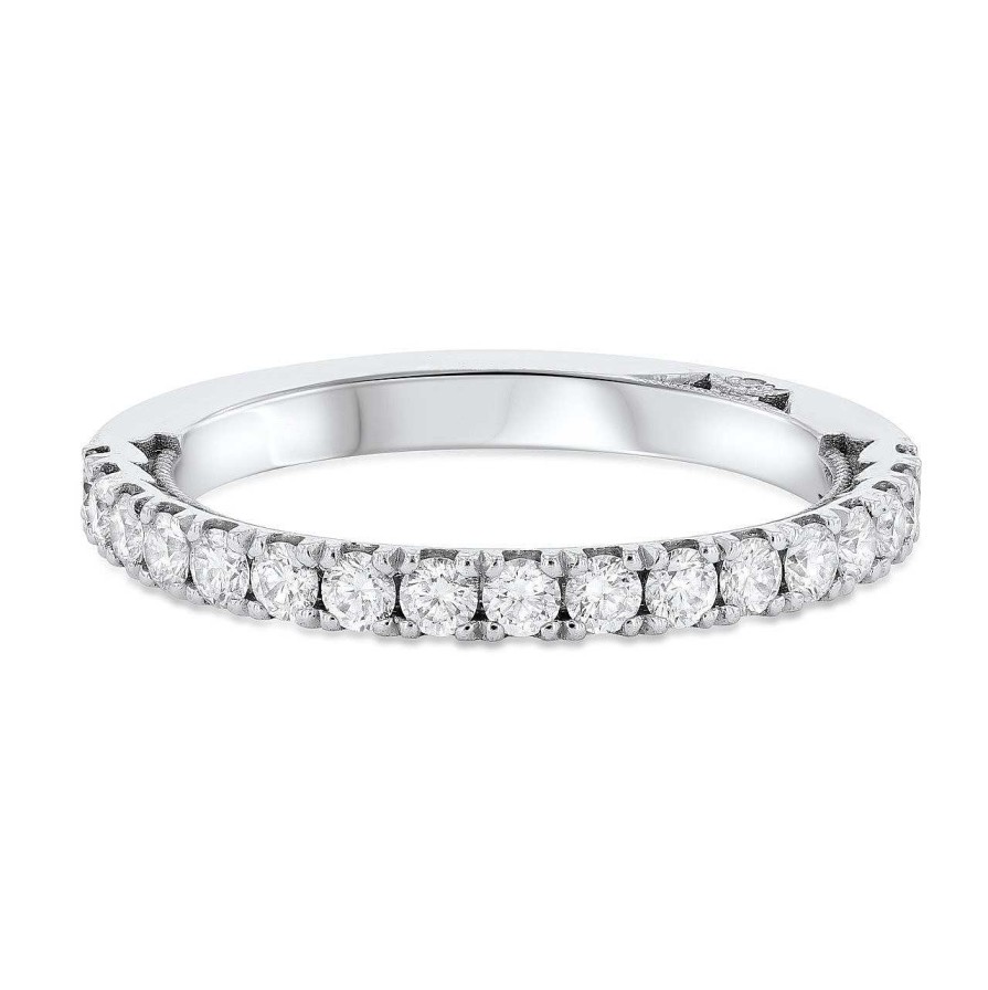 Diamonds Direct Women'S Bands | Tacori Clean Crescent Diamond Wedding Band White Gold 18K