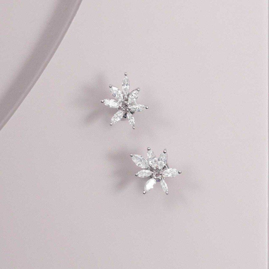 Diamonds Direct Earrings | Floral Inspired Marquise Diamond Studs - 1.60Tw