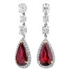 Diamonds Direct Earrings | Pear Shape Ruby And Diamond Dangle Earrings