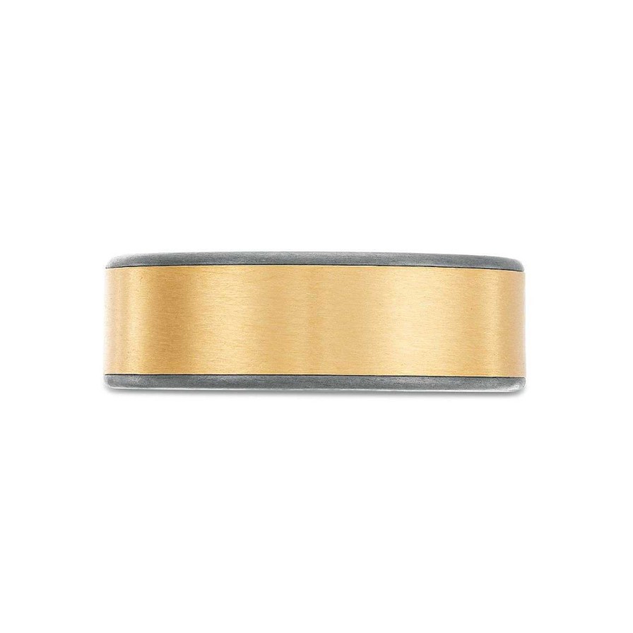 Diamonds Direct Men'S Bands | 14K Gold And Tantalum Edge 7.5Mm Wedding Band