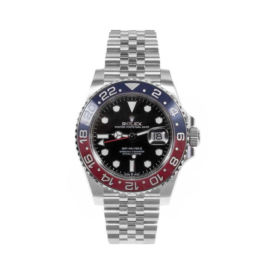 Diamonds Direct Men'S Watches | Rolex Gmt-Master Ii 40 Black Dial Watch | "Pepsi" | Oystersteel