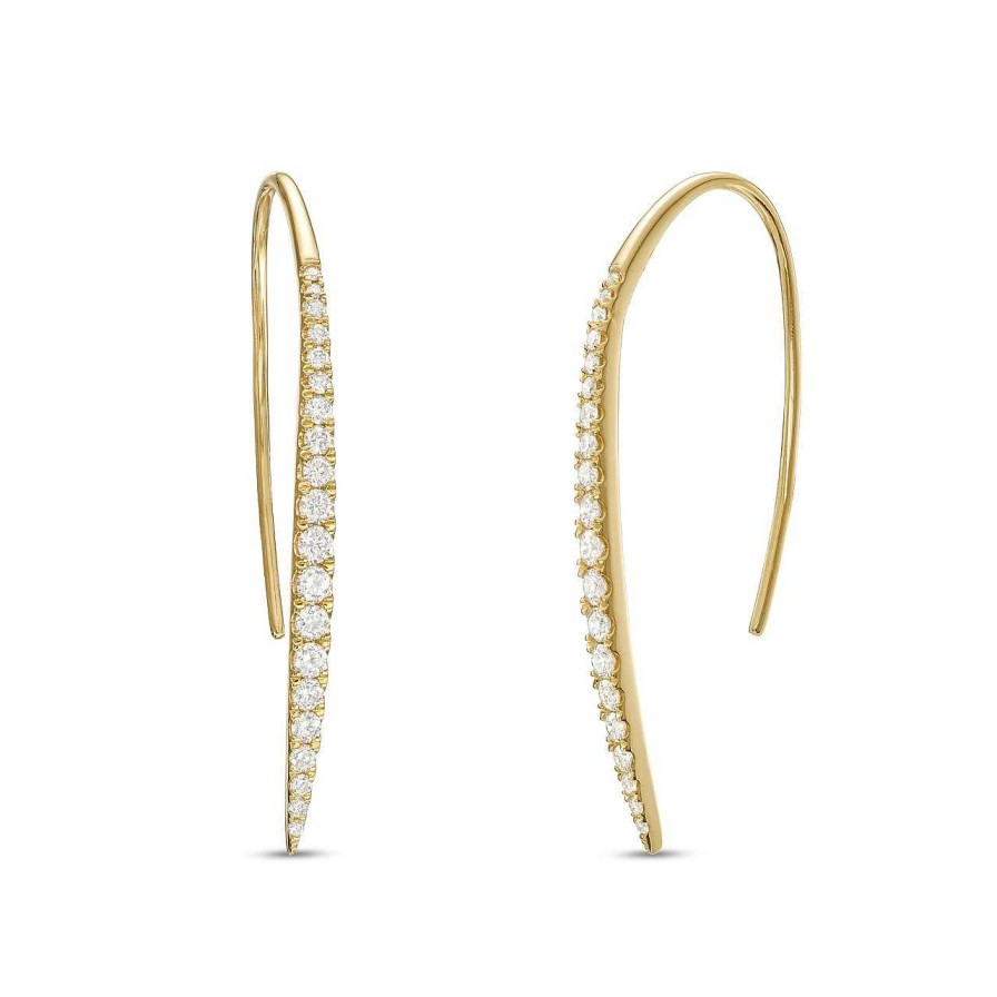 Diamonds Direct Earrings | Diamond Tapered Wire Earrings White Gold 14K