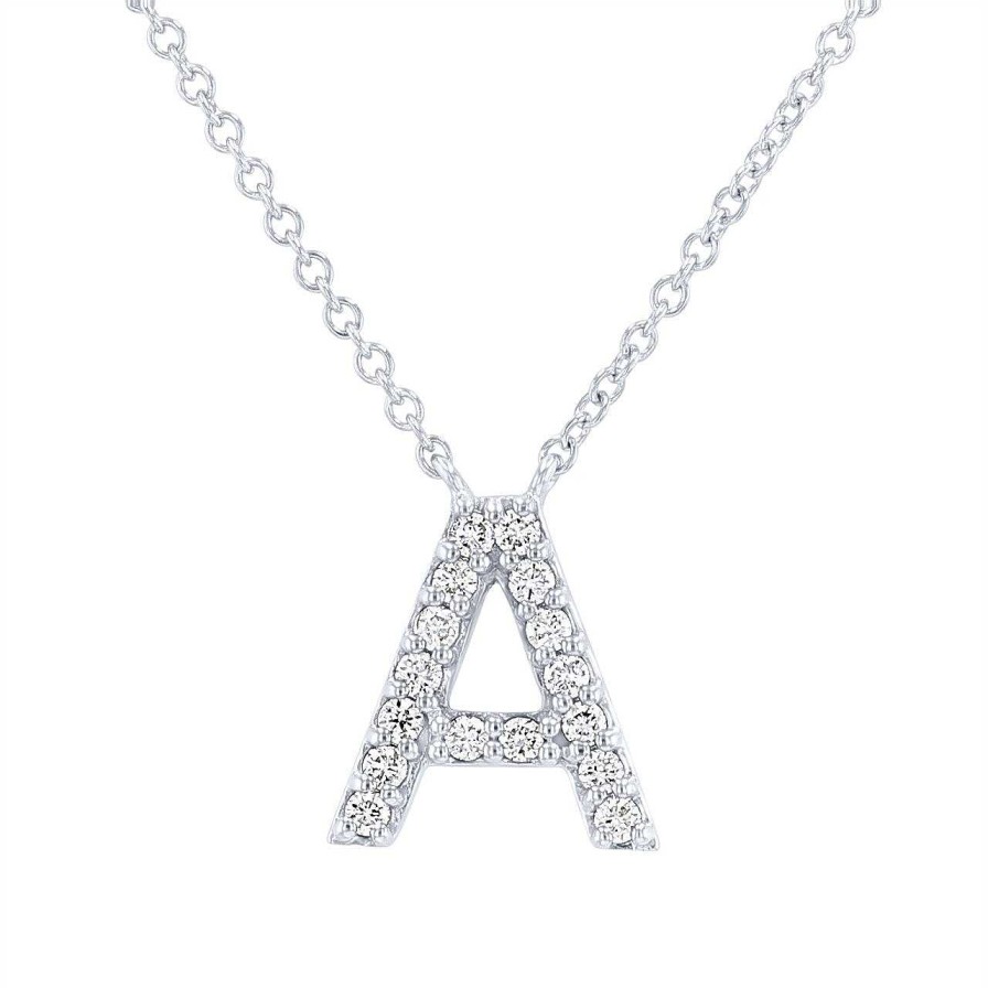 Diamonds Direct Necklaces & Pendants | Diamond Initial Pendant White Gold 14K